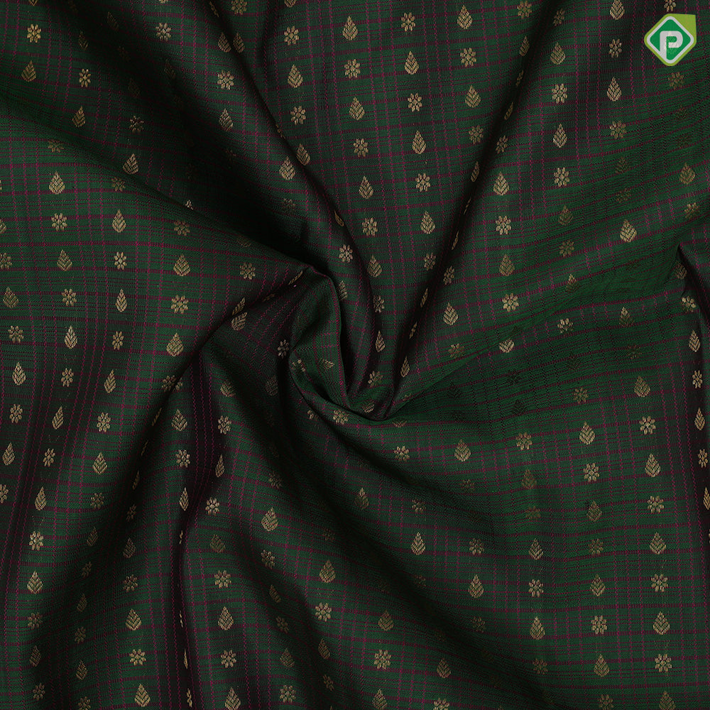Army green maroon checks gold zari thilagam star butta maroon gold zari yaali design border traditional silk saree