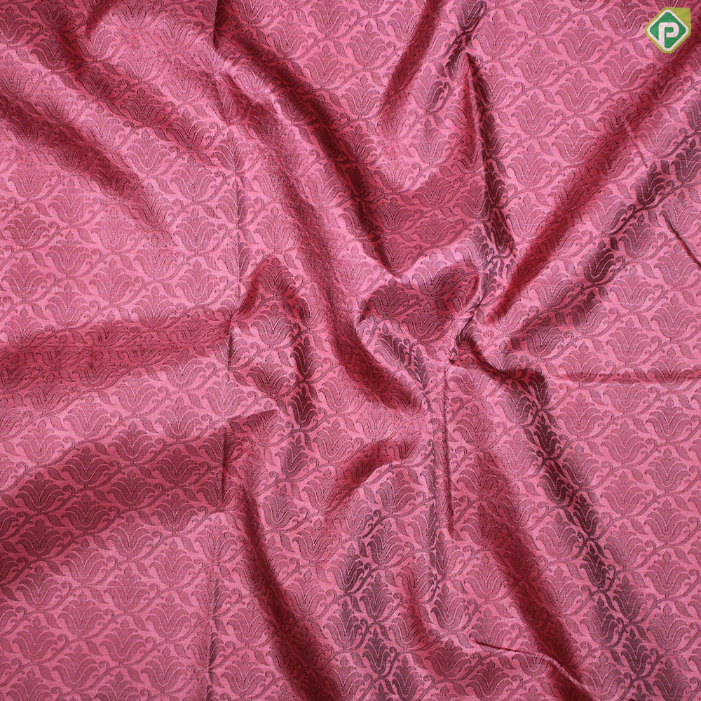 Peach Pink Thread Work Design With Mango And Thilagam Silver Border Trendy Silk Saree