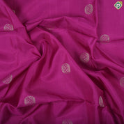 Rani pink silver gold zari round butta design Self gold zari border soft silk saree