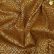 Golden yellow silver zari geometrical floral design self silver zari zig zag border grand silk saree