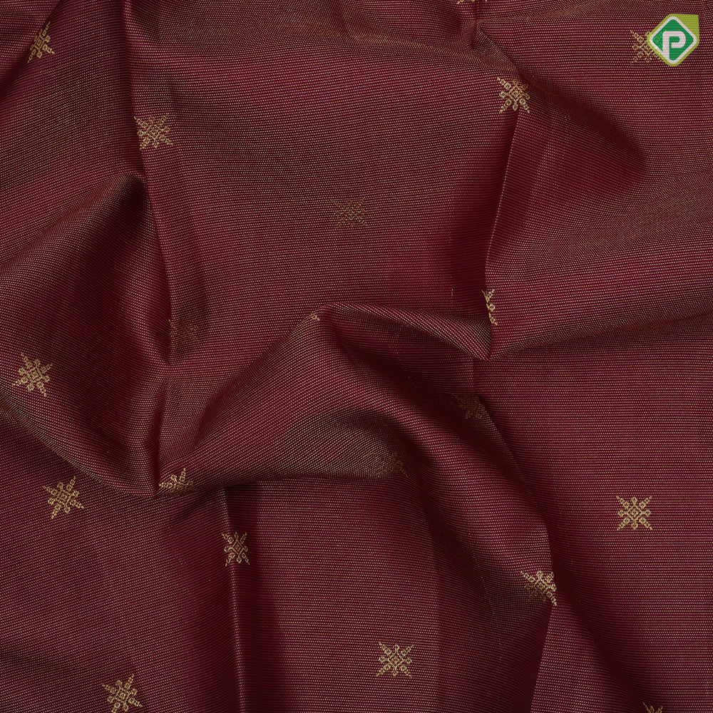 Red Brown Gold Zari Vairaoosi Small Motif Rama Green Elephant Peacock Border Design Traditional Silk Saree