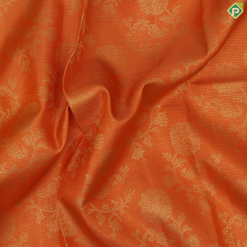 Dark orange gold zari grand flower design grape brown gold zari double line border exclusive bridal silk saree