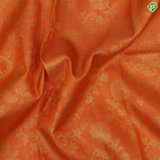 Dark orange gold zari grand flower design grape brown gold zari double line border exclusive bridal silk saree