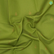parrot green gold zari checks fancy flower butta fanta orange gold zari rangoli border Art silk saree