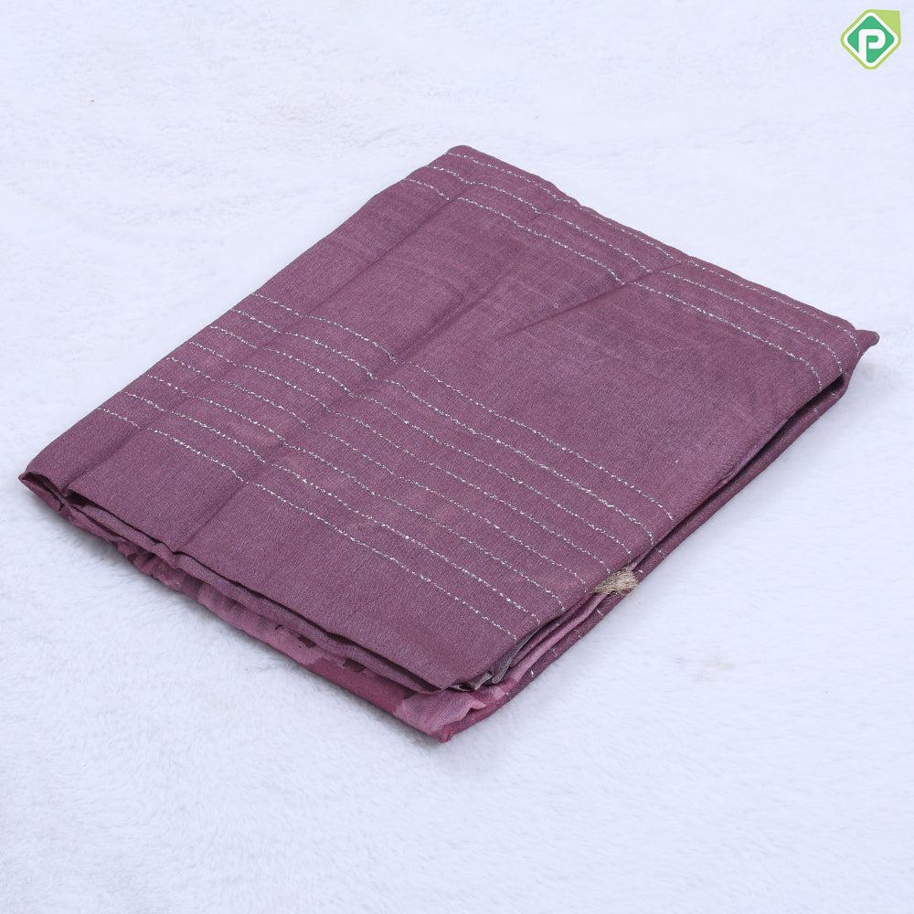 Magenta copper plain silver zari organized Lines design borderless fancy cotton saree