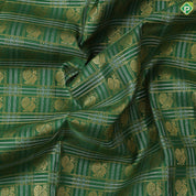 Dark green with peacock butta silver and gold zari checkered sea foam green border traditional silk saree
