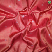 Rani Red With Gold Zari Small Circles and Silver Rudhraksham Self Colour Border Exclusive Bridal Silk Saree