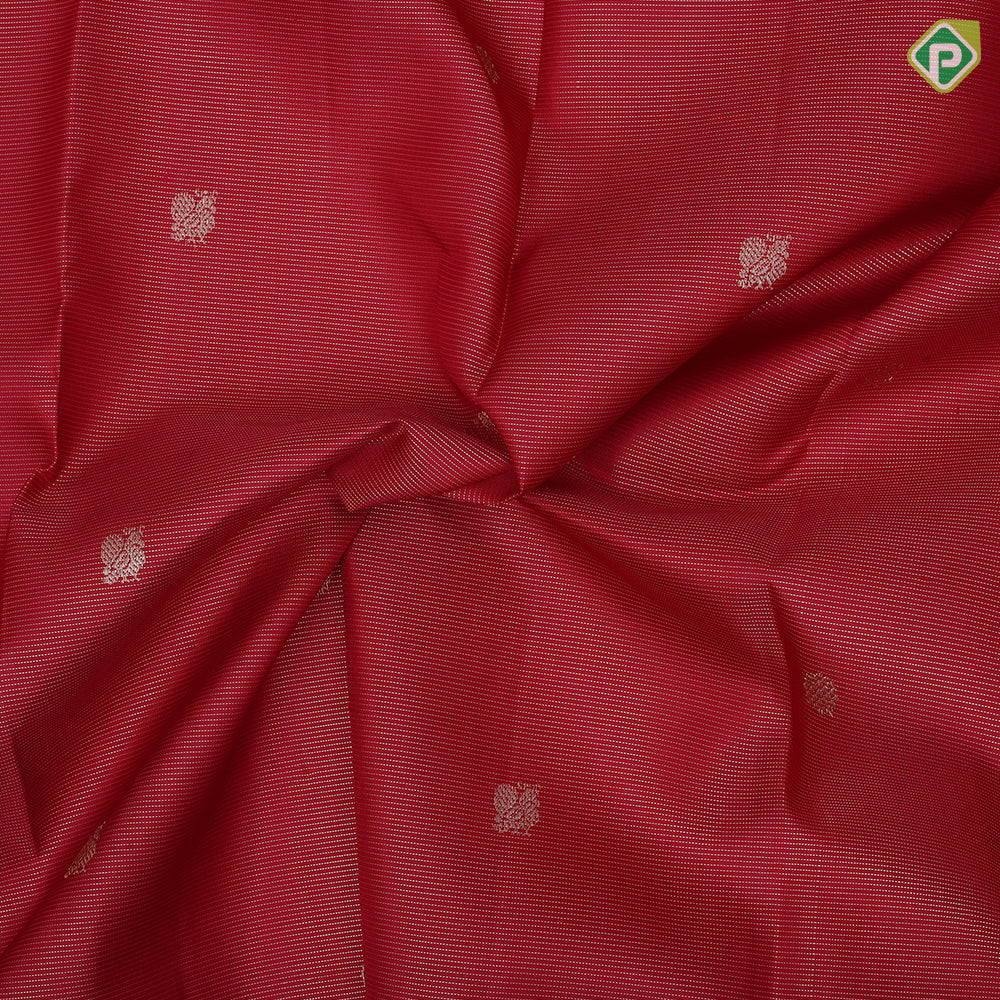 Red Gold Zari Vairaoosi Peacock Chagaram Butta Design Self Colour Mango Peacock Mayilkan Border Design Traditional Silk Saree