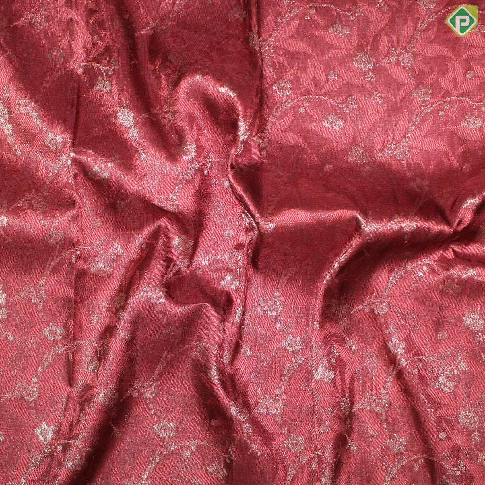 Maroon Color Silver Zari Floral Design With Big Flower Motif Border Fancy Trendy Silk Saree