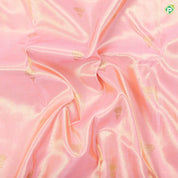 Peach Pink Gold Zari Fancy Flower butta design contrast red rettapet border traditional shimmer saree