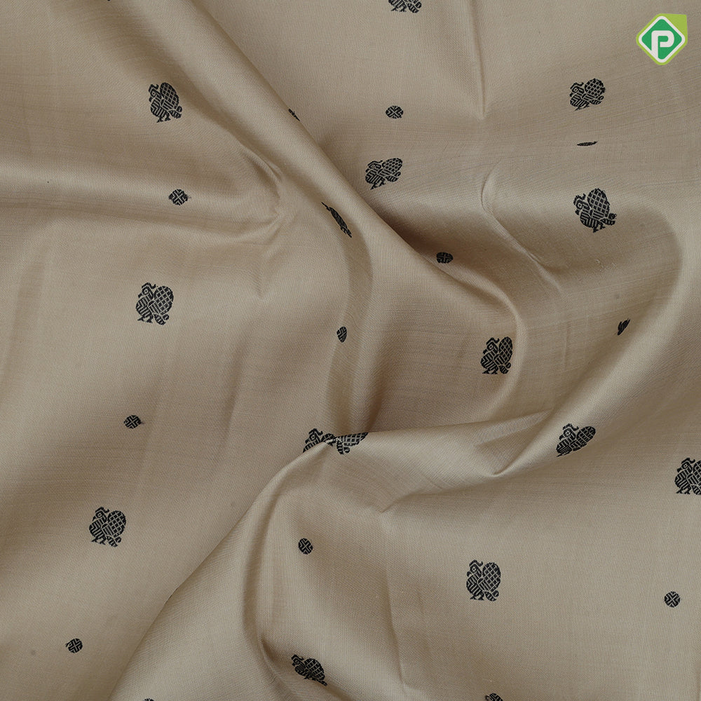 Gainsboro Thread Peacock Motif Design Dark Brown Peacock Border Design Traditional Silk Saree
