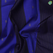 Indigo blue navy blue gold zari butta lines partly design borderless trendy designer silk saree
