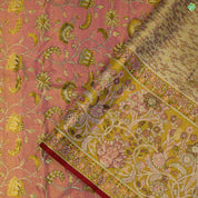 Bubble Cum Pink Big Floral Meena Work fancy Border Grand Tissue bridal Silks Saree