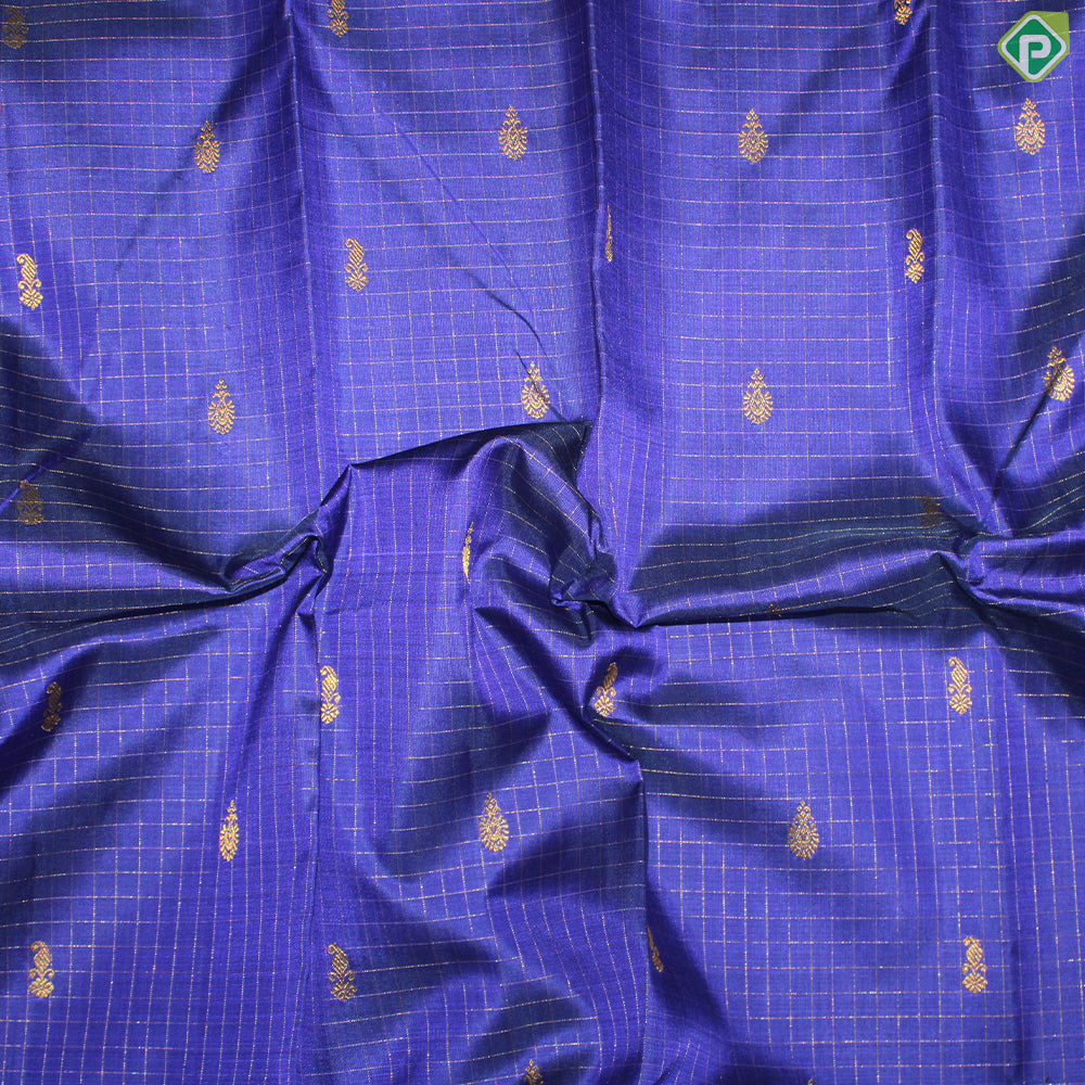 Purple Color Gold Zari Lines And Mango Design With Rexsona Green Peacock And Mango Design Border Traditional Silk Saree