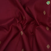 Beetroot red gold zari fancy round butta self gold zari peacock round butta border traditional silk saree