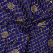 Royal Blue With Gold Zari Small Checked Gold Zari Multi Line Border Exclusive Bridal Silk Saree