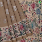 Light Colour Based Vairaoosi Flower Butta Design Border Flower Meena Work Type Fancy Cotton Saree