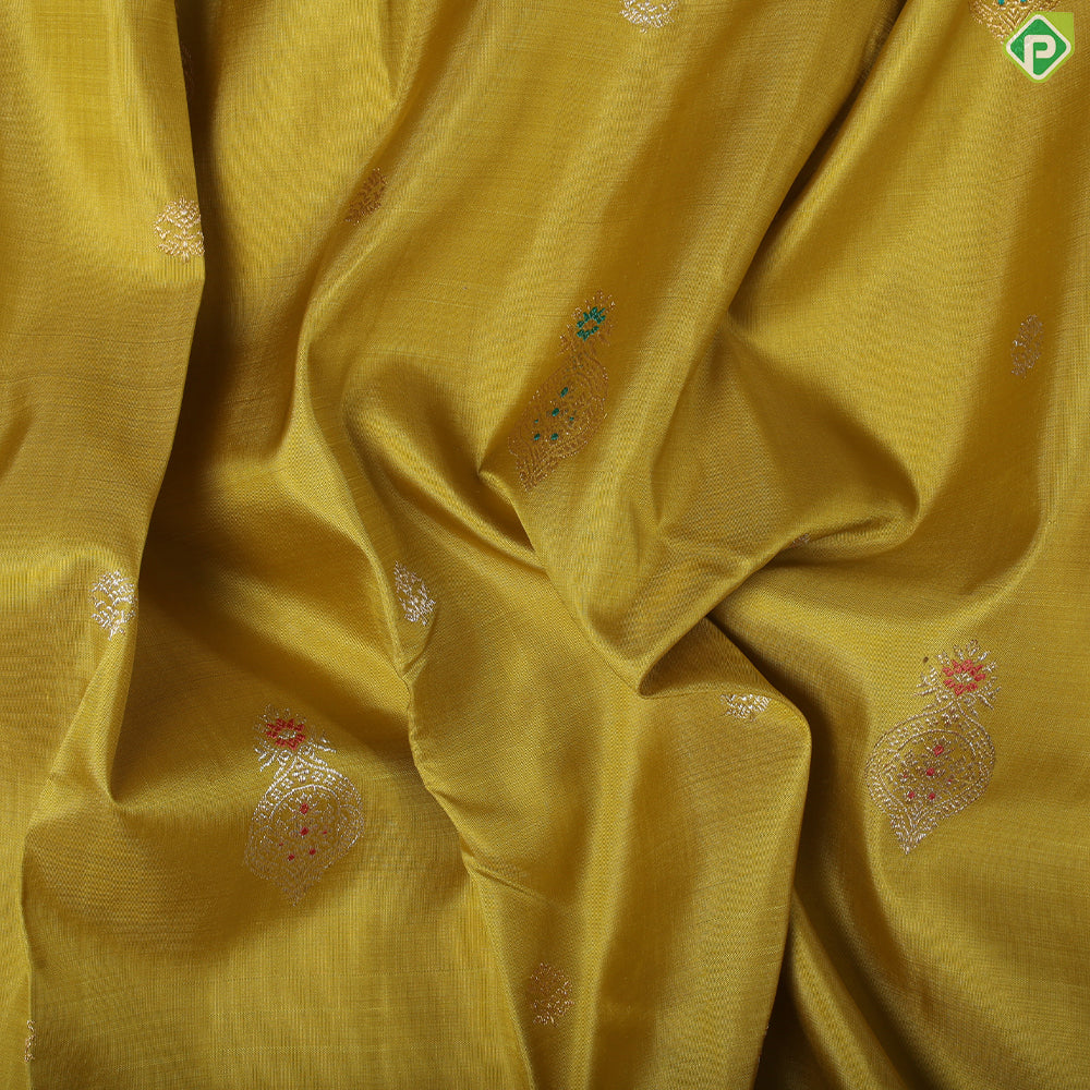 sage green silver gold zari set butta design borderless trendy silk saree