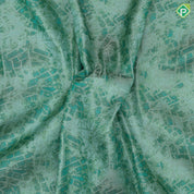 Multi green shade self modern art weaved design jungle green cow under tree design border pichwai silk saree