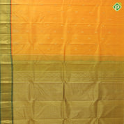turmeric yellow gold zari fancy flower butta sage green gold zari diamond design one side border silk saree