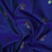 peacock blue gold zari gandapiranda butta self gold zari diamond design border traditional silk saree