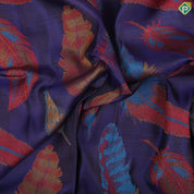 Indigo blue multi color feather design self color silver zari rangoli zig zag border trendy silk saree