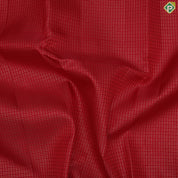Tomato red gold zari small checked window panel self gold zari divided border traditional silk saree