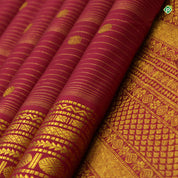 Maroon Red Small Vaira Oosi Lines With Flower Motifs Butta Traditional Koorai Silks Saree