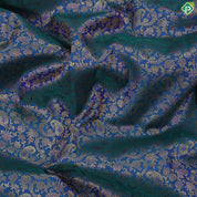 Peacock green gold zari grand mango creeper design peacock blue gold zari zig zag border grand bridal silk saree