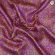 Lavender pink gold zari by zari tissue floral design red gold zari double peacock arch design border tissue bridal silk saree