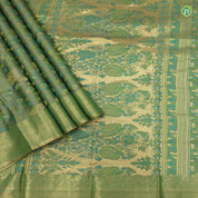 Sea Green Colour Zari With meena Work Motifs Grand Soft Silks Saree