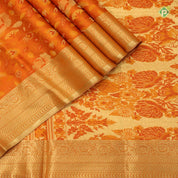 Tiger Orange Colour Zari With Meena Work Motifs Grand Soft Silks saree