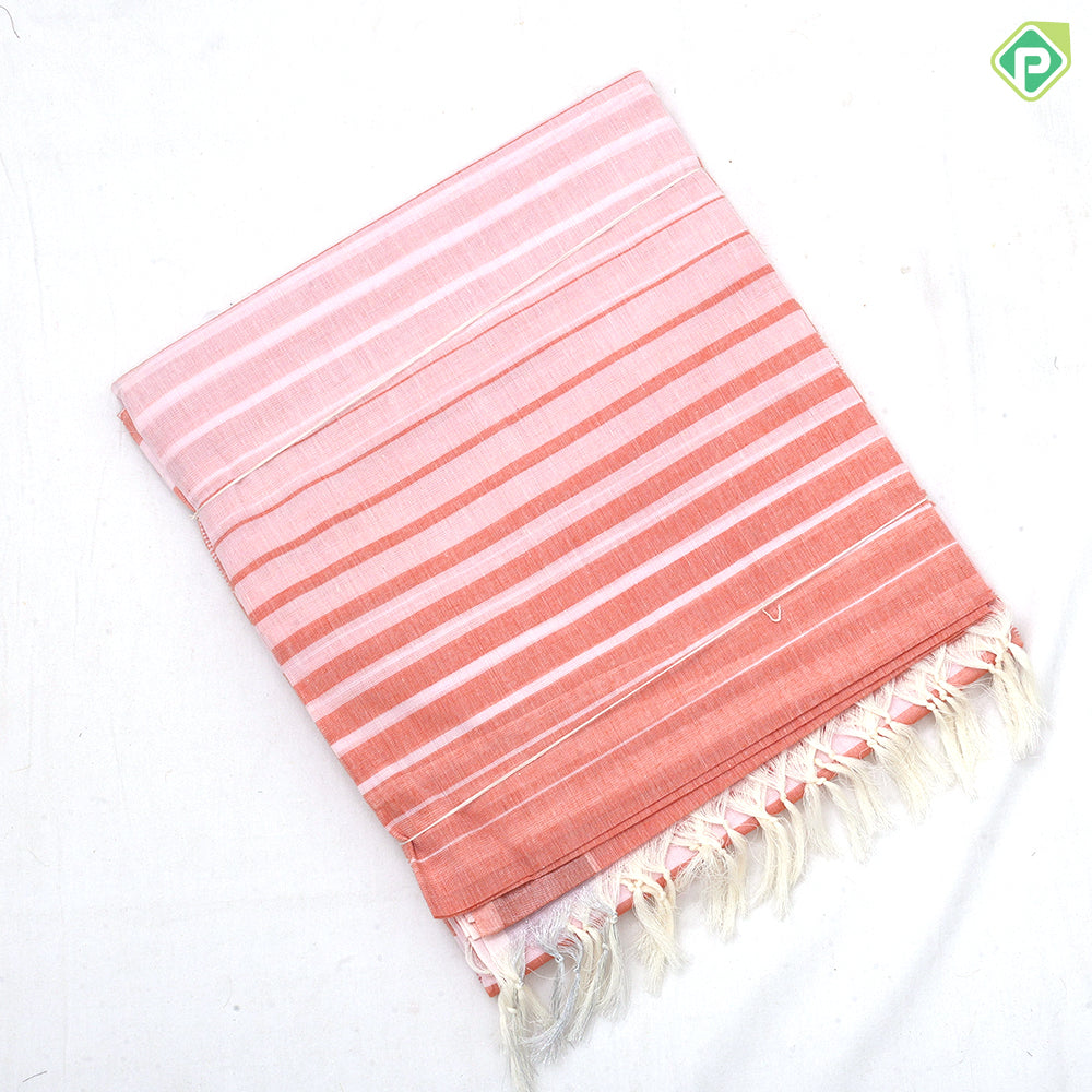 Pastel colors with pastel color lines design self gold zari border soft cotton saree