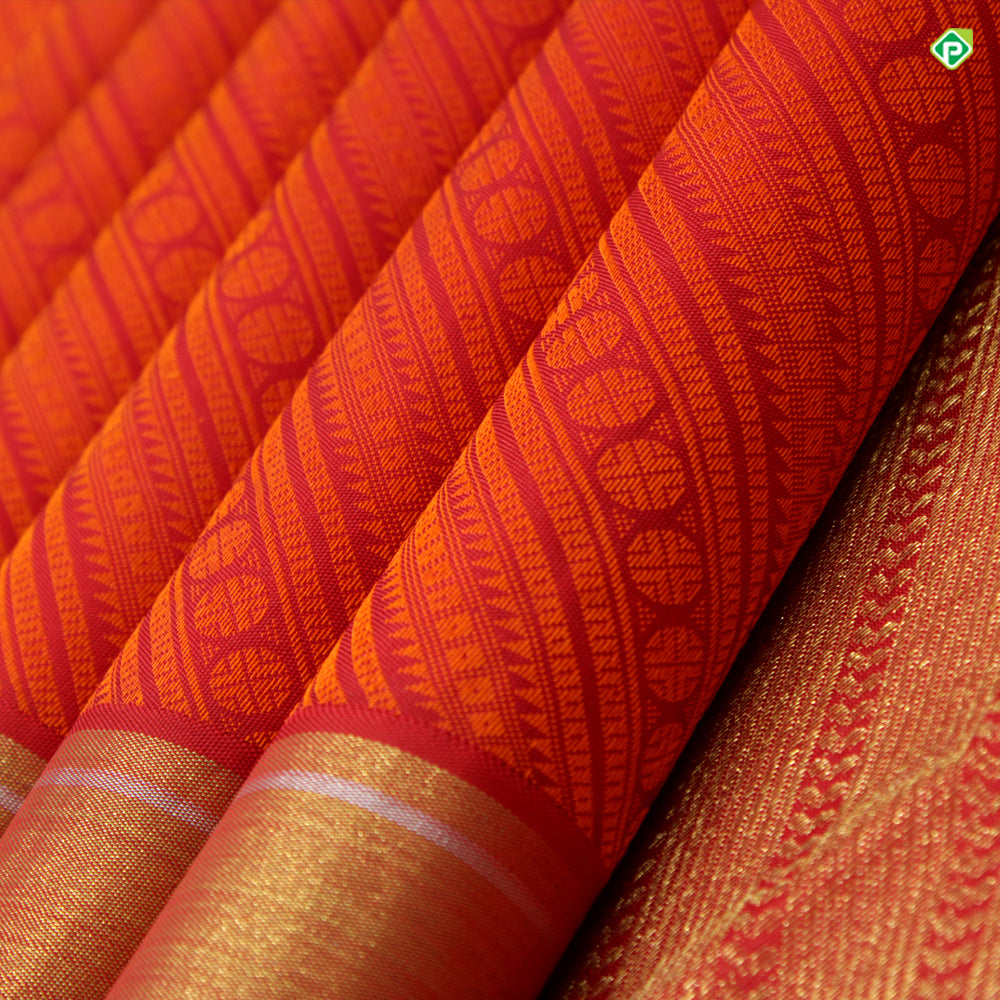 Indigo Blue With Tiger Orange Colour Half And Half Fancy Border Trendy Silks Saree