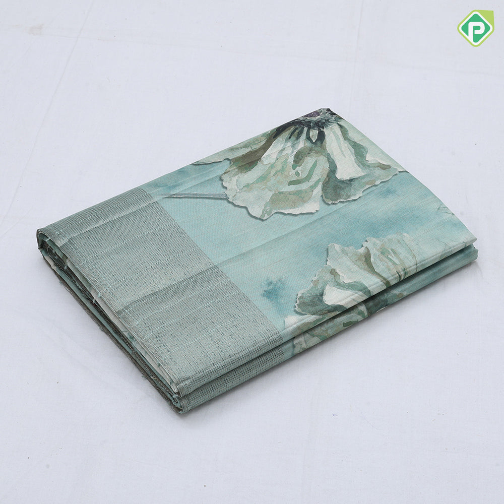 Pastel shades big flower design self color zari border fancy cotton saree