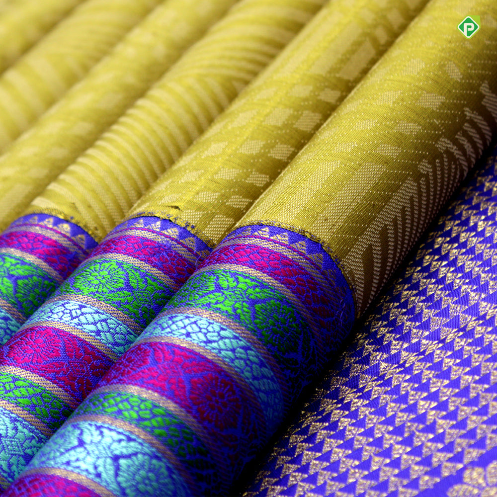 Sage Green Cross Diamond Thread Embosse Motifs Trendy Silks Saree
