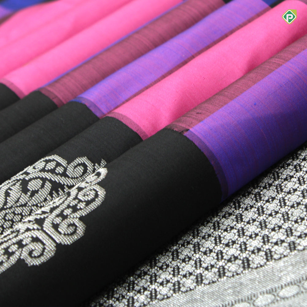 Bubble Cum Pink Black Colour Multi Colour Checks Trendy Silks Saree