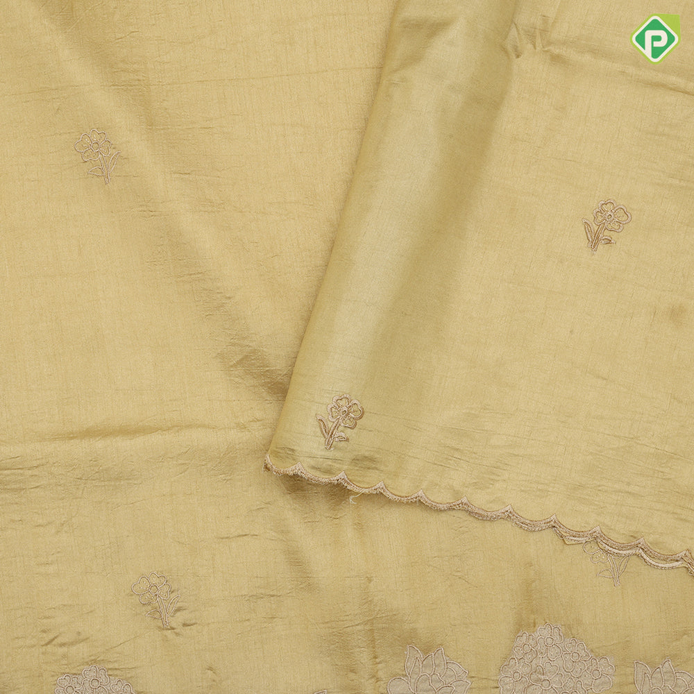 Tusser style plain body Embroidery border design fancy cotton saree