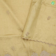 Tusser style plain body Embroidery border design fancy cotton saree