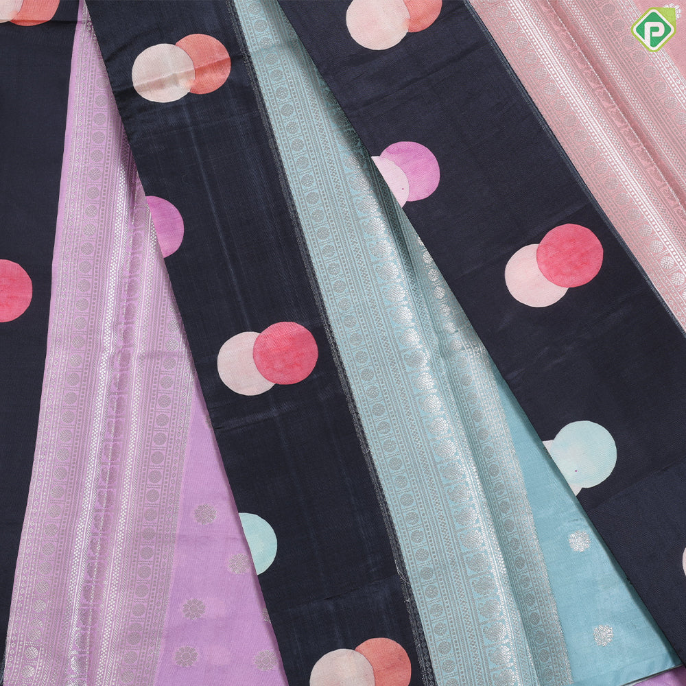 Black With Multi Colour Cercles Design Fancy Saree