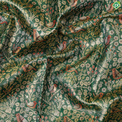 Peacock green Gold zari meena work design self gold zari sparrow border exclusive wedding silk saree