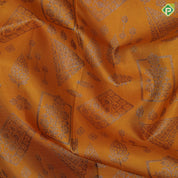 Dark orange neem zari multi shapes design self color multi design lines border self weaved silk saree