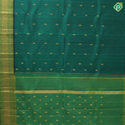 Dark green gold zari fancy butta manthulir green gold zari diamond design one side border silk saree