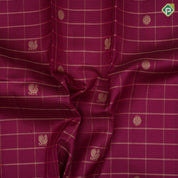 Purple pink gold zari solid check annam chakram butta self gold zari tissue green edge border traditional silk saree