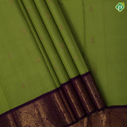 Apple green gold zari designed thilagam butta purple gold zari elephant butta border pattu paavadai lehanka
