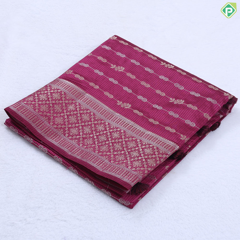 Pink gold zari Beads Lines design Self gold zari diamond rangoli border fancy chiffon saree