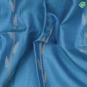 peacock blue silver gold zari bird on ladder design peacock green gold zari lines border soft silk saree