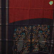Rust color gold zari lines design grape brown border trending uniform fancy saree