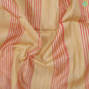 Beige brick red and gold zari round butta design borderless grand pallu soft silk saree