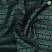 Bottle Green Silver Zari Peacock Chagaram Floral Design Self Colour Weave Border Design Trendy Silk Saree